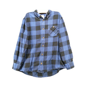 Field & Stream Mens Button Front Shirt Blue Black Large Check Flannel